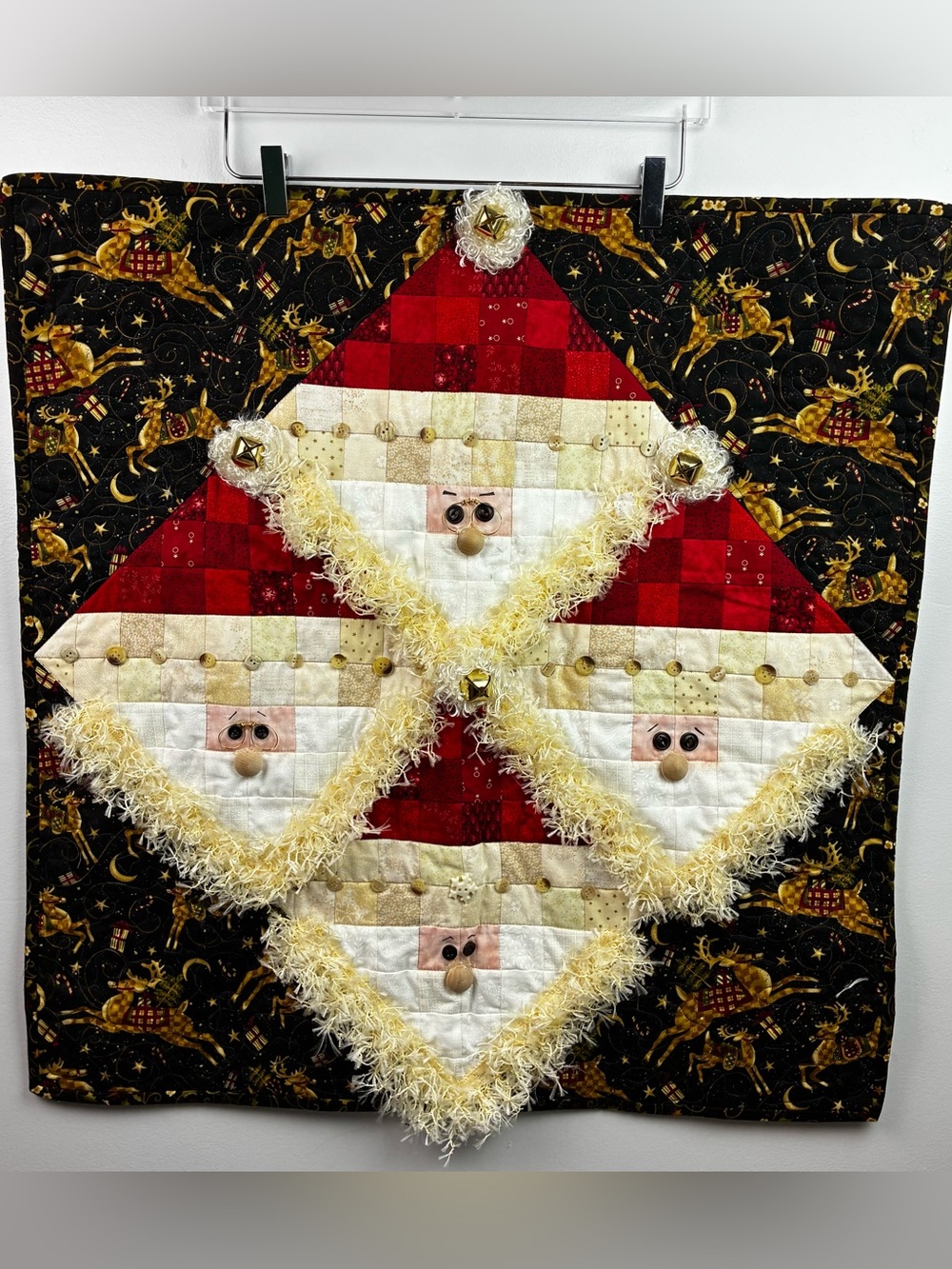 Handmade Quilted Santa Christmas Wall Hanging - So Cute!